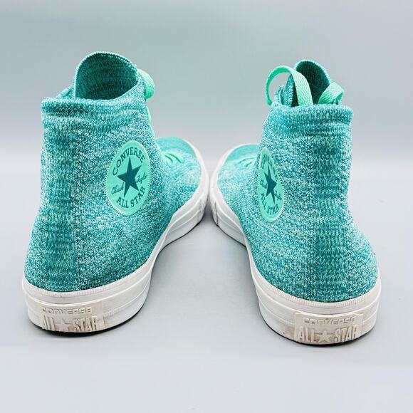 Converse Shoes Mens 9.5 Womens 11.5 Green Knit Chucks High Top All Star Sneakers - Picture 8 of 12